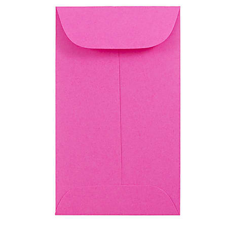 JAM Paper® Coin Envelopes, #6, Gummed Seal, Ultra Fuchsia Pink, Pack Of 50 Envelopes