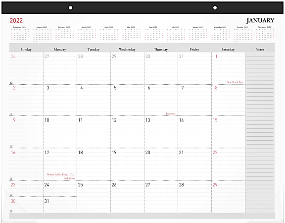 Office Depot® Brand Monthly Desk Calendar, 21-3/4" x 17", White, January To December 2022, OD202600
