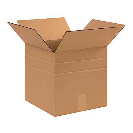 Partners Brand Multi-Depth Corrugated Boxes, 12" x 12" x 12", Scored 10", 8", Kraft, Pack Of 25