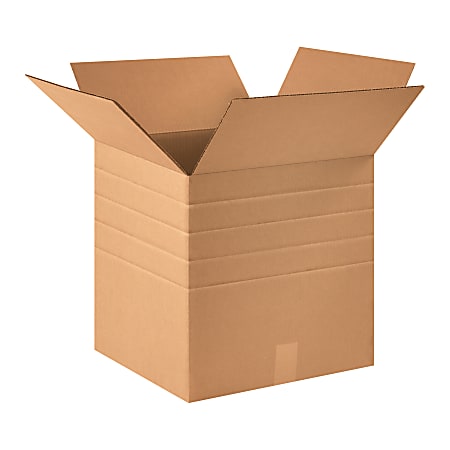 Partners Brand Multi-Depth Corrugated Boxes, 16" x 16" x 16", Scored 14", 12", 10", 8", Kraft, Pack Of 10