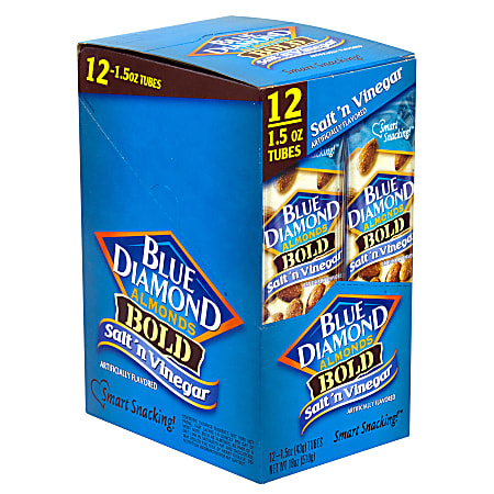 BLUE DIAMOND Almonds Bold Salt 'n Vinegar, 1.5 oz, 12 Count