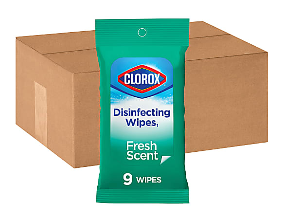 Clorox On The Go Disinfecting Wipes - Wipe - Fresh Scent - 9 / Packet - 2688 / Bundle - White