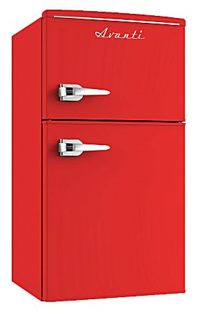 Avanti Retro Compact Refrigerator, 2-Door, 3 Cu Ft, 34"H x 20-1/2"W x 18"D, Red