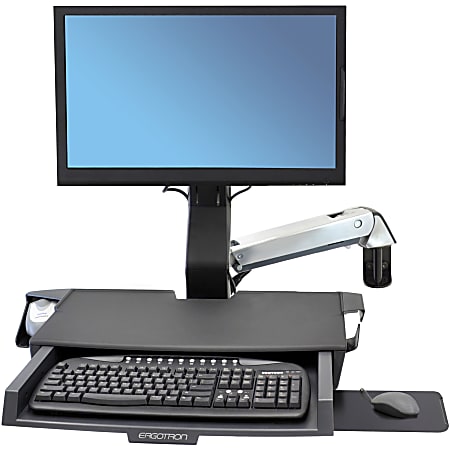 Ergotron StyleView Combo Arm with Worksurface & Pan - polished aluminum - screen size: up to 24" - wall-mountable
