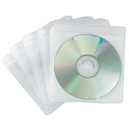 NEW OFFICE DEPOT CD/DVD Paper Sleeve Envelope Clear Window Flap