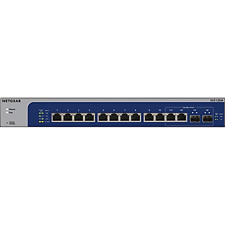 XS512EM-100EUS, Netgear Ethernet Switch, RJ45 Ports 12, Fibre Ports 2SFP,  10Gbps, Managed