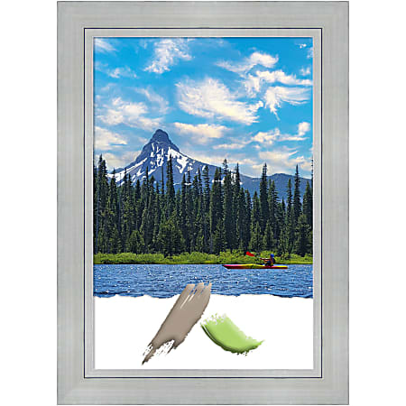 Amanti Art Wood Picture Frame, 31" x 43", Matted For 24" x 36", Romano Silver