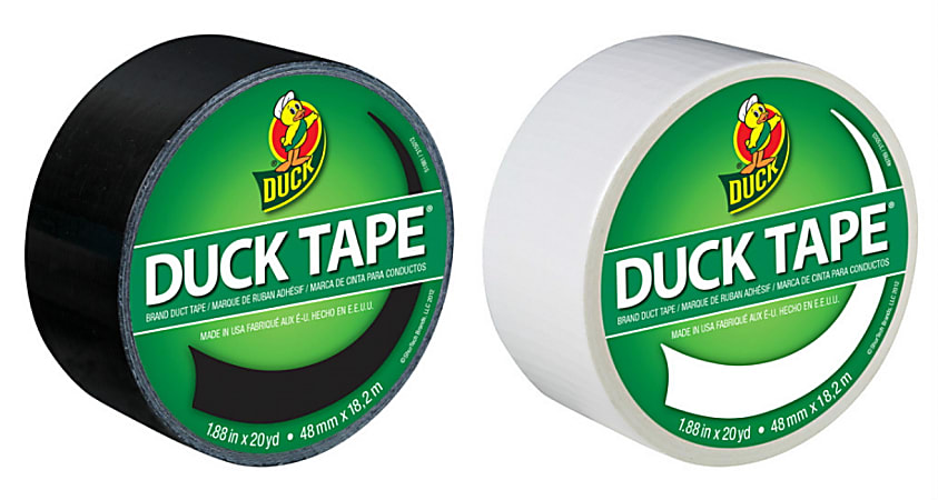 Duck® Brand Color Duct Tape Rolls, 1-15/16" x 40 Yd, Black/White, Pack Of 2 Rolls