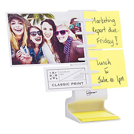 Note Tower® Desktop Mini Memo Holder, 11-13/16"H x 3-1/8"W x 4-5/16"D, White
