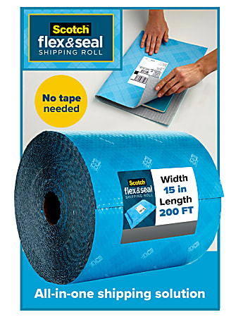 Scotch® Flex & Seal Shipping Roll, 15" x 200', Light Blue