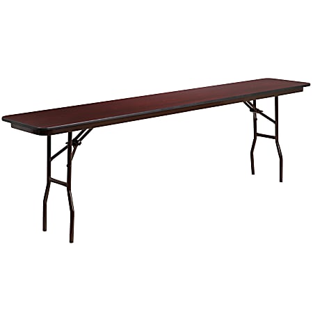 Flash Furniture High-Pressure Folding Training Table, 30"H x 18"W x 96"D, Mahogany