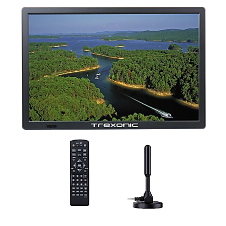 Trexonic Portable Rechargeable 15.4" LED TV, Black