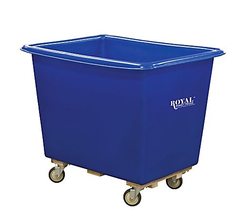 Royal Basket Trucks 14 BU Wood Base Poly Truck, 35”H x 32-1/2”W x 28”D, Blue
