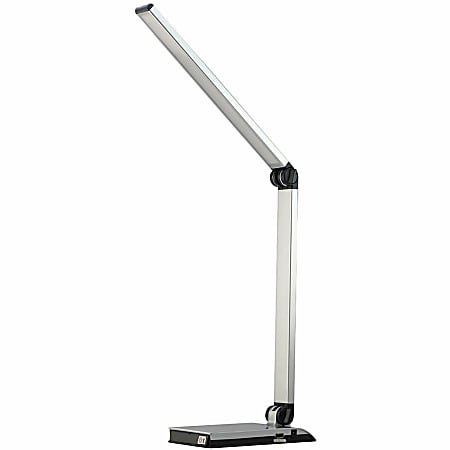 Lorell® LED USB Smart Device Station Task Light, Dimmable, Silver