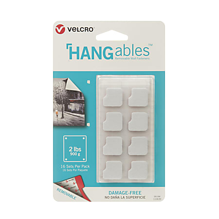 VELCRO® Brand HANGables™ Squares, 0.75", White, Pack Of 16 Squares