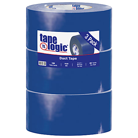Tape Logic® Color Duct Tape, 3" Core, 3" x 180', Blue, Case Of 3
