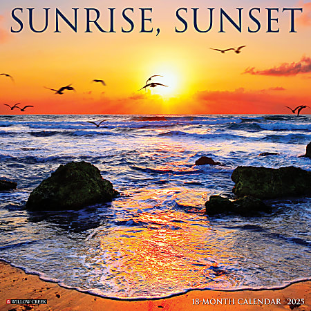 2025 Willow Creek Press Wall Calendar, 12” x 12”, Sunrise, Sunset, January 2025 To December 2025, 45046