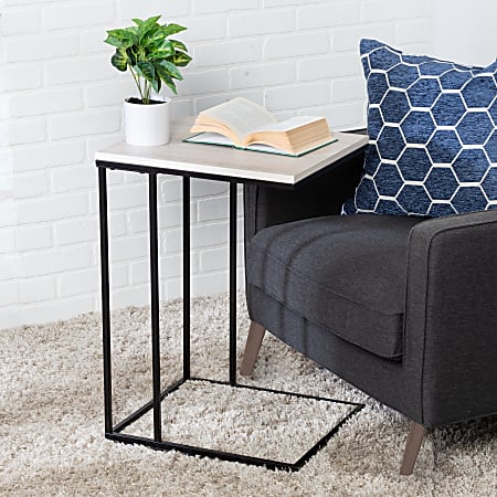 Honey Can Do Square C End Table, 25-5/16”H x 15-3/4”W x 17-15/16”D, Natural