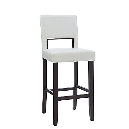 Linon Hendry Faux Leather Bar Stool, White/Espresso