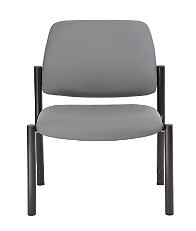 Boss Office Products Antimicrobial Vinyl Mid-Back Armless Guest Chair, Gray