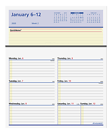 AT-A-GLANCE® Flip-A-Week Desk Calendar Refill, 7" x 5-5/8", January To December 2020, AAGSW70650