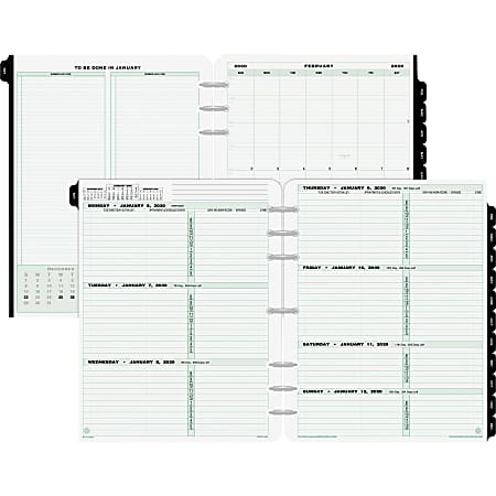 Day-Timer Original Planner Folio Size Refill - Weekly - 1 Year - January 2020 till December 2020 - 8:00 AM to 5:00 PM - 1 Week Double Page Layout - 8 1/2" x 11" Sheet Size