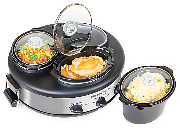 Nostalgia Electrics Triple Slow Cooker Buffet Black - Office Depot