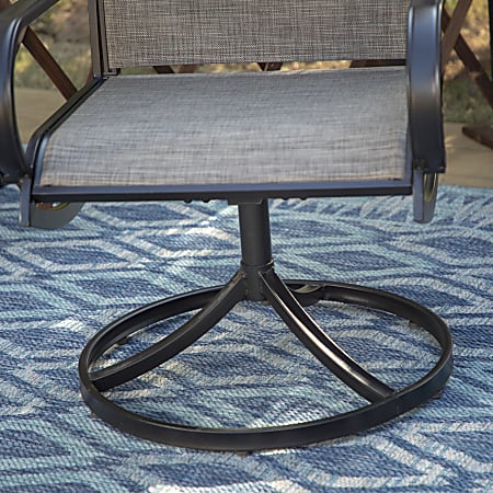 PHI VILLA Swivel Textilene Patio Outdoor Dining Chairs Black Set