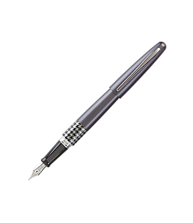 Pilot® MR Retro Fountain Pen, Fine Point, Houndstooth Gray Barrel, Black Ink