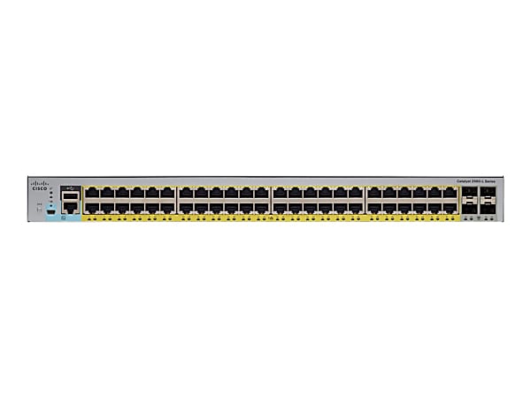 Cisco Catalyst 2960L-SM-48PS - Switch - L3 - smart - 48 x 10/100/1000 (PoE+) + 4 x 1 Gigabit Ethernet SFP+ - rack-mountable - PoE+ (370 W)
