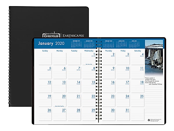 House of Doolittle Earthscapes Color 14-Month Monthly Planner, 8-1/2" x 11", 100% Recycled, Black, January To December 2020, HOD264