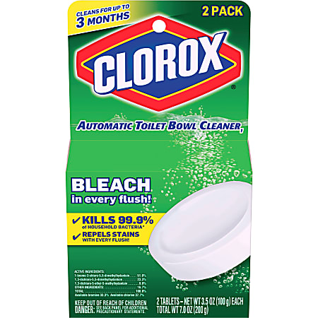 Clorox Ultra Clean Toilet Tablets Bleach - 3.50 oz (0.22 lb) - 2 / Pack - 6 / Carton - White