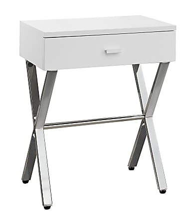 Monarch Specialties Nicole Accent Table, 22-1/4"H x 18-1/4"W x 12"D, White/Silver