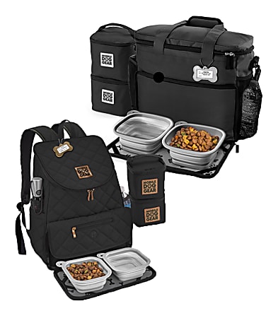 Overland Mobile Dog Gear Week Away® Bag For Medium/Large Dogs And Weekender Backpack Bundle, Black