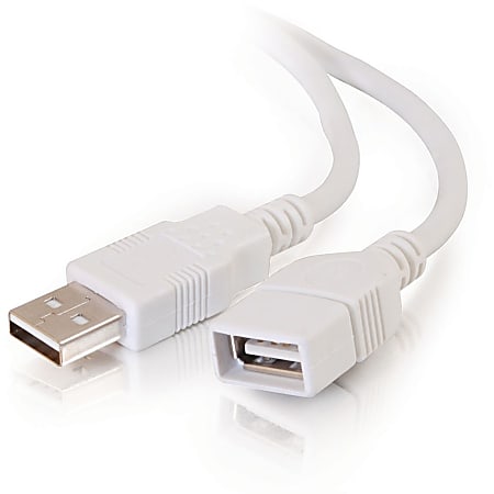 C2G 3.3ft USB Extension Cable - USB A to USB A Extension Cable - USB 2.0 - White - M/F - Extend the distance of your USB A/B cable