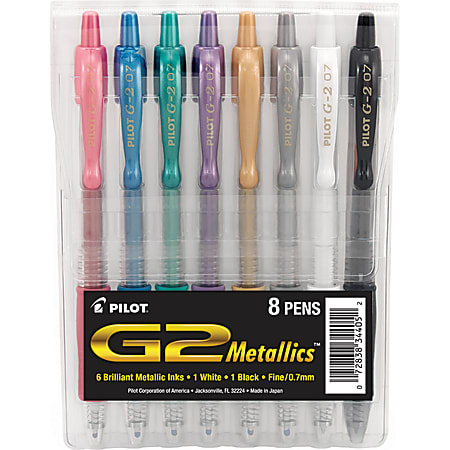 Black Ink  8 Pens Pilot G2 Retractable Gel Ink Roller Ball Pens Fine Point