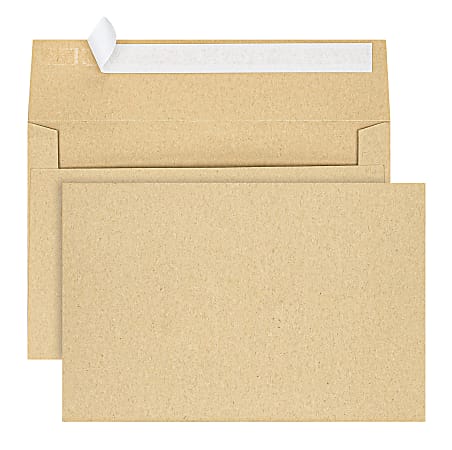 Office Depot® Brand Greeting Card Envelopes, A9, 5-3/4" x 8-3/4", Clean Seal, Brown Kraft, Box Of 25
