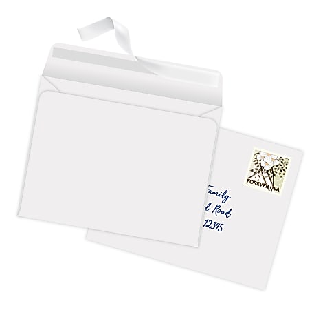 Custom Premium Stationery Flat Note Cards 5 12 x 4 14 Myriad Border White  Box Of 25 Cards - Office Depot