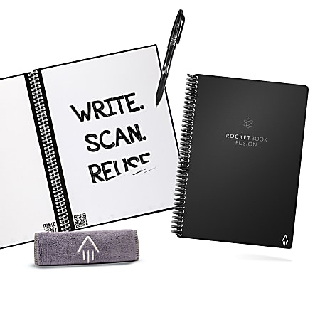 Fusion Smart Notebook, Seven Assorted Page Formats, Black Cover, (18) 8.8 x 6 Sheets