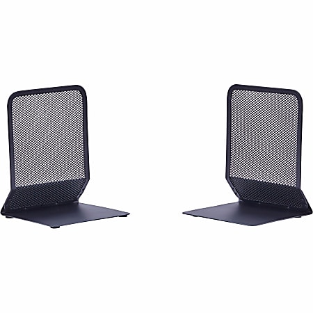 Lorell® Mesh Bookends, Black, Set Of 2