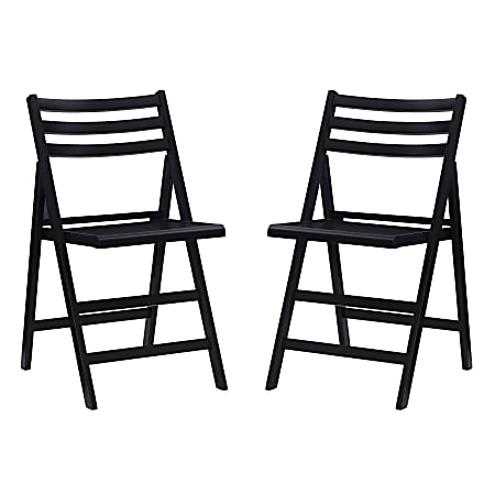 Linon Marni Folding Chairs, Black, Set Of 2 Chairs