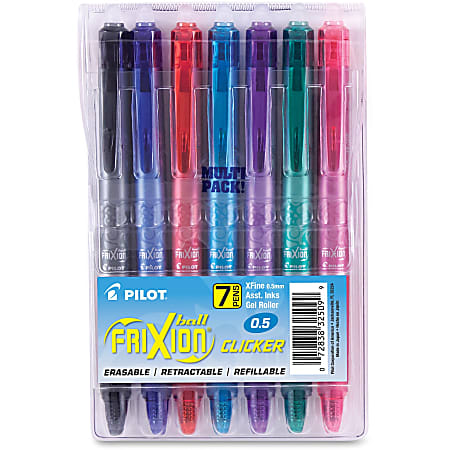 Pilot FriXion Clicker Erasable Gel Pens Extra Fine Point 0.5 mm Assorted  Barrels Assorted Ink Colors Pack Of 7 - Office Depot