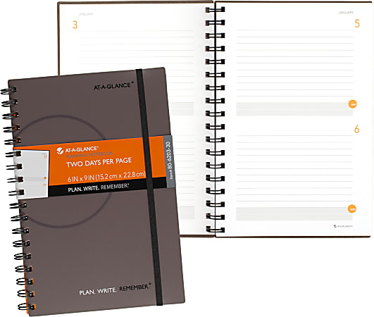 AT-A-GLANCE® Undated Planning Notebook, 6" x 9", 2 Days Per Page, Gray (80-6203-30)