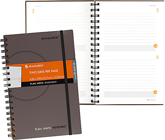 AT A GLANCE Undated Planning Notebook 6 x 9 2 Days Per Page Gray 80 ...