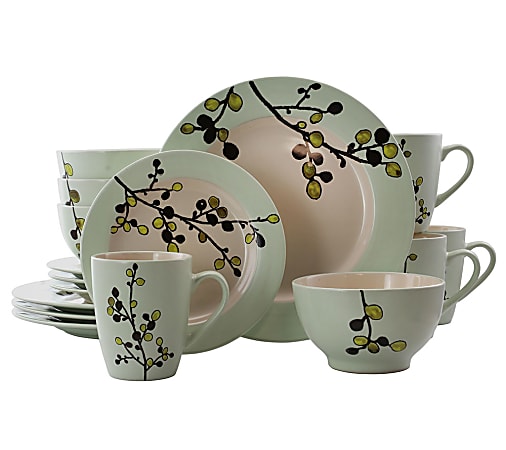 Elama 16-Piece Stoneware Dinnerware Set, Retro Bloom