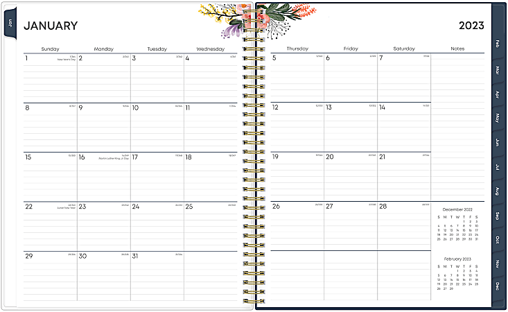 Blue Sky WeeklyMonthly Planning Calendar 8 12 x 11 Ashlyn Navy Clear