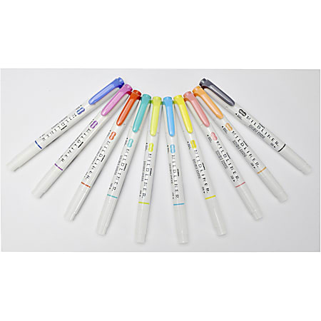 Zebra Mildliner Fluorescent Double Ended Creative Markers FineBrush Point  White Barrels Assorted Ink Colors Pack Of 5 Markers - Office Depot