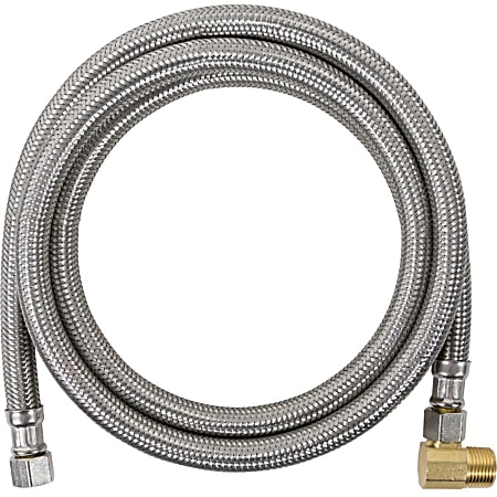 Certified Appliance Accessories Braided Stainless Steel Dishwasher Connector with MIP Elbow - 72" - Stainless Steel, Gold, Silver - Stainless Steel, Vinyl, Polyvinyl Chloride (PVC), Polyester, Brass