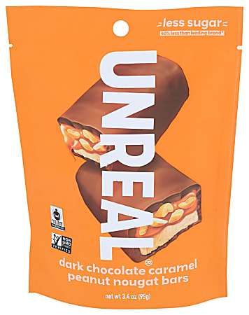 Unreal Dark Chocolate Caramel Peanut Nougat Bars, 3.4 Oz, Total Qty 6