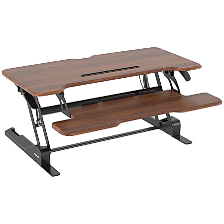 Mount It 38 W Standing Desk Converter With Adjustable Height Brown